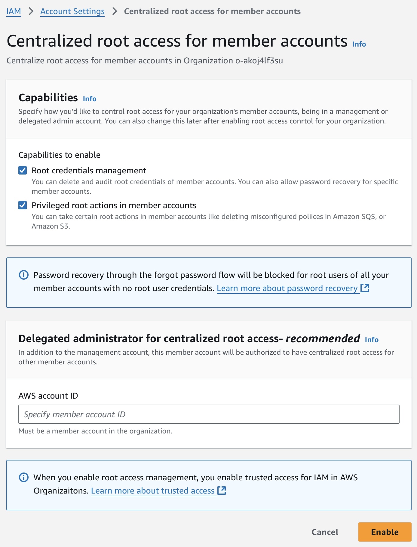 Root Access Management Setup