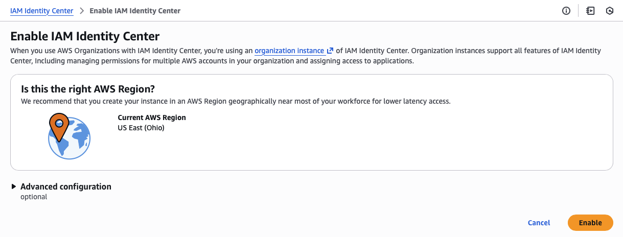 enable iam identity center