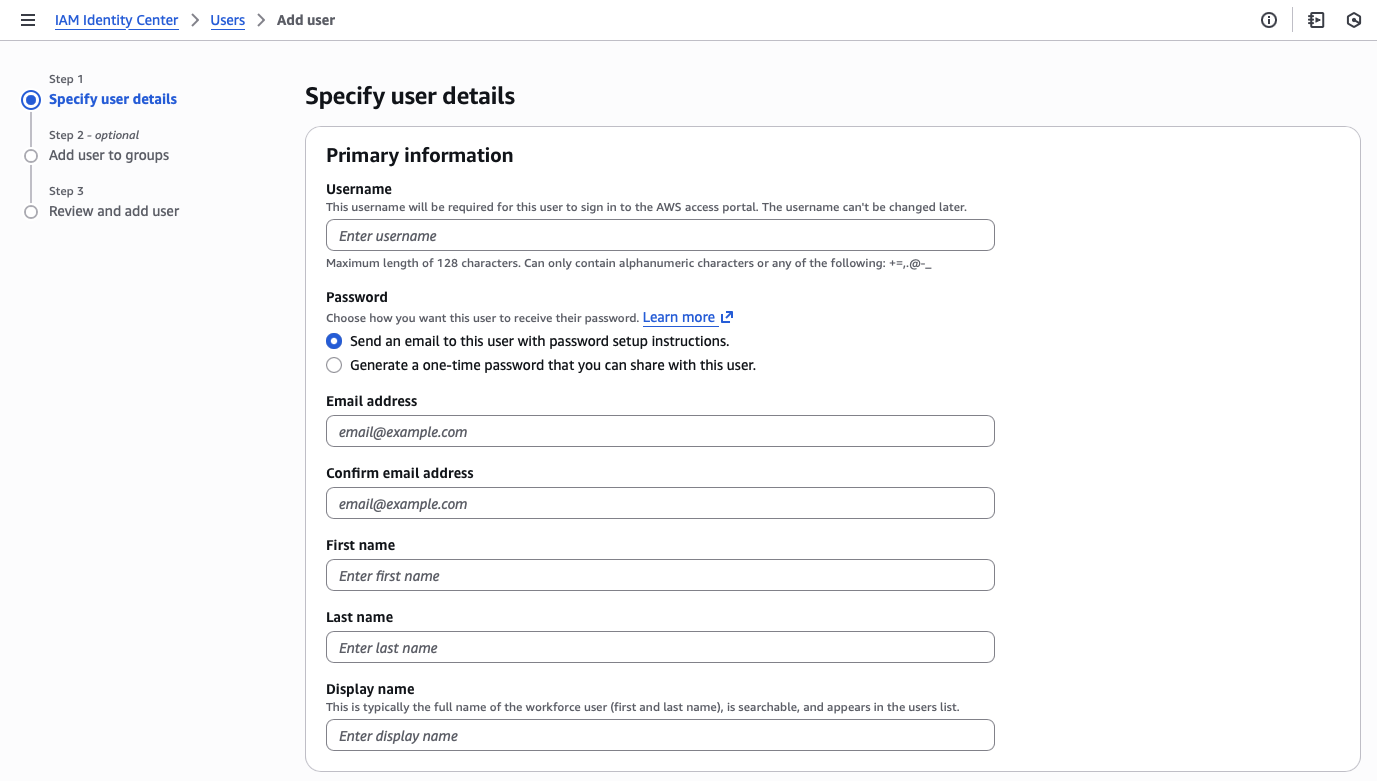 create new user details