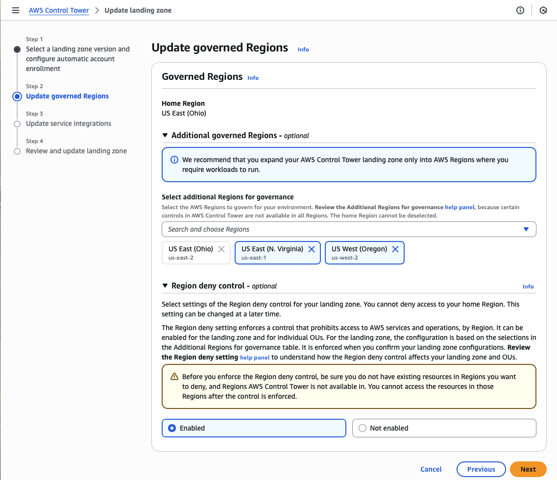 update governed regions